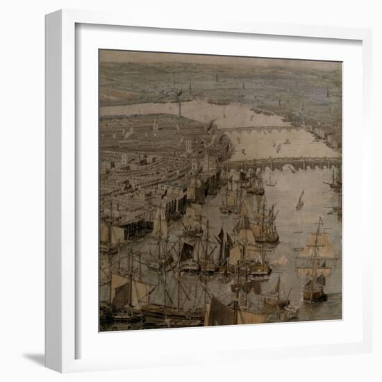 The Rhinebeck Panorama of London (Ships sailing upstream)-null-Framed Giclee Print