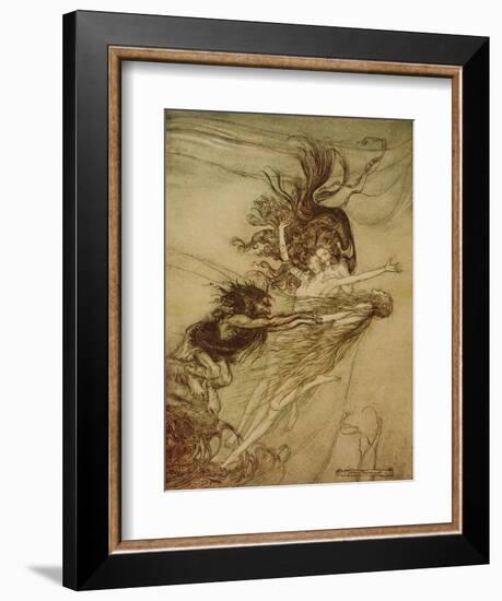 The Rhinemaidens Teasing Alberich from 'The Rhinegold and The Valkyrie' by Richard Wagner, 1910-Arthur Rackham-Framed Giclee Print