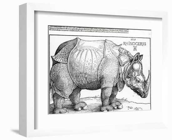 The Rhinoceros, 1515 (Woodcut)-Albrecht Dürer-Framed Premium Giclee Print