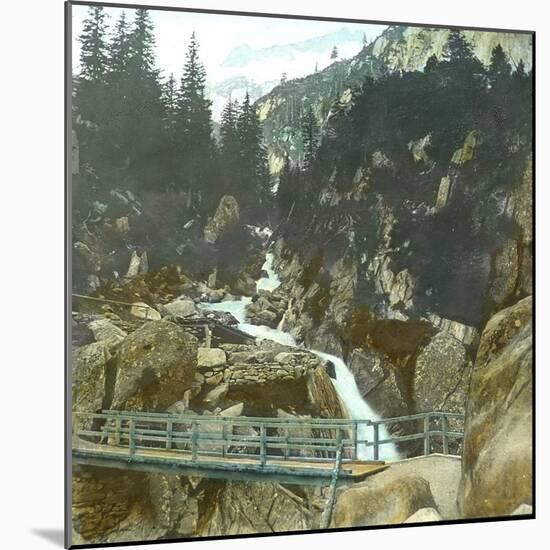 The Rhone Glacier (Switzerland), Aerlenbach Falls, Near Handek-Leon, Levy et Fils-Mounted Photographic Print