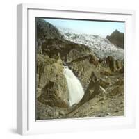 The Rhone Glacier (Switzerland), Waterfall and Upper Glacier-Leon, Levy et Fils-Framed Photographic Print