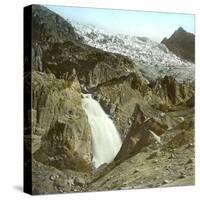 The Rhone Glacier (Switzerland), Waterfall and Upper Glacier-Leon, Levy et Fils-Stretched Canvas