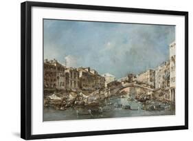 The Rialto Bridge, C.1775-Francesco Guardi-Framed Giclee Print