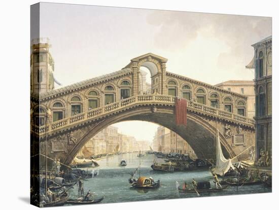 The Rialto Bridge in Venice-Giuseppe Borsato-Stretched Canvas