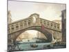 The Rialto Bridge in Venice-Giuseppe Borsato-Mounted Giclee Print