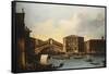 The Rialto Bridge, venice, from the North-Venetian School-Framed Stretched Canvas