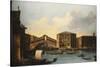 The Rialto Bridge, venice, from the North-Venetian School-Stretched Canvas