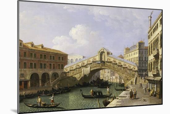 The Rialto Bridge Venice from the South with the Fondamenta Del Vin and the Fondaco Dei Tedeschi-Canaletto-Mounted Giclee Print