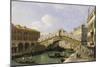 The Rialto Bridge Venice from the South with the Fondamenta Del Vin and the Fondaco Dei Tedeschi-Canaletto-Mounted Giclee Print