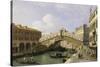 The Rialto Bridge Venice from the South with the Fondamenta Del Vin and the Fondaco Dei Tedeschi-Canaletto-Stretched Canvas