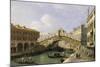 The Rialto Bridge Venice from the South with the Fondamenta Del Vin and the Fondaco Dei Tedeschi-Canaletto-Mounted Giclee Print