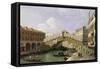The Rialto Bridge Venice from the South with the Fondamenta Del Vin and the Fondaco Dei Tedeschi-Canaletto-Framed Stretched Canvas