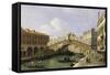 The Rialto Bridge Venice from the South with the Fondamenta Del Vin and the Fondaco Dei Tedeschi-Canaletto-Framed Stretched Canvas