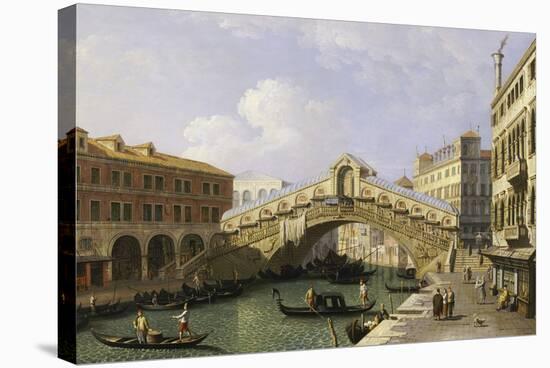 The Rialto Bridge Venice from the South with the Fondamenta Del Vin and the Fondaco Dei Tedeschi-Canaletto-Stretched Canvas