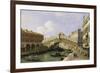 The Rialto Bridge Venice from the South with the Fondamenta Del Vin and the Fondaco Dei Tedeschi-Canaletto-Framed Giclee Print