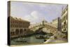 The Rialto Bridge Venice from the South with the Fondamenta Del Vin and the Fondaco Dei Tedeschi-Canaletto-Stretched Canvas