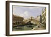 The Rialto Bridge Venice from the South with the Fondamenta Del Vin and the Fondaco Dei Tedeschi-Canaletto-Framed Giclee Print