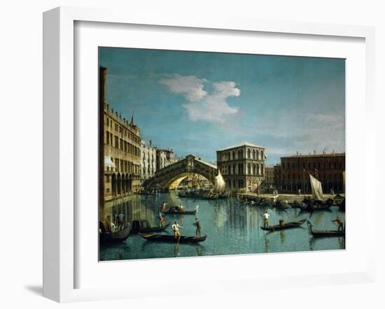 The Rialto bridge, Venice, R. F. 1961-32.-Canaletto-Framed Giclee Print