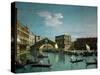 The Rialto bridge, Venice, R. F. 1961-32.-Canaletto-Stretched Canvas