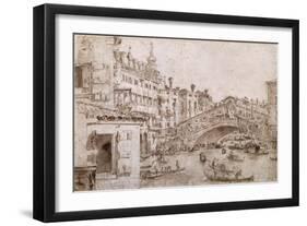The Rialto Bridge, Venice-Francesco Guardi-Framed Giclee Print