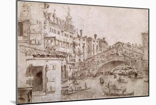 The Rialto Bridge, Venice-Francesco Guardi-Mounted Giclee Print