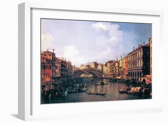 The Rialto Bridge-Canaletto-Framed Art Print