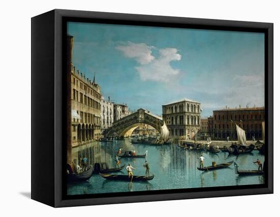 The Rialto Bridge-Canaletto-Framed Stretched Canvas