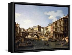 The Rialto Bridge-Canaletto-Framed Stretched Canvas