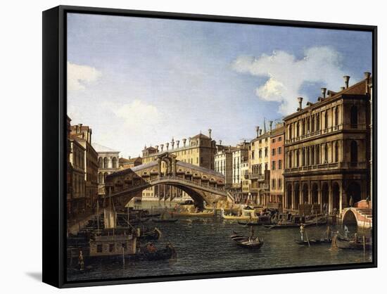 The Rialto Bridge-Canaletto-Framed Stretched Canvas