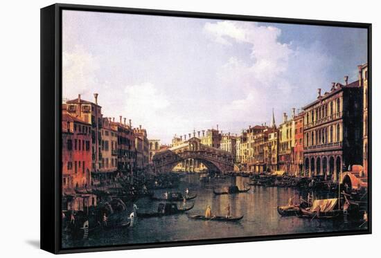 The Rialto Bridge-Canaletto-Framed Stretched Canvas