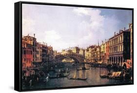 The Rialto Bridge-Canaletto-Framed Stretched Canvas