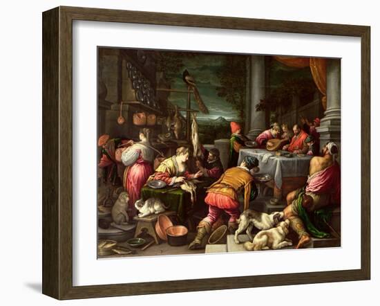 The Rich Man and Lazarus, 1590-95-Leandro Da Ponte Bassano-Framed Giclee Print