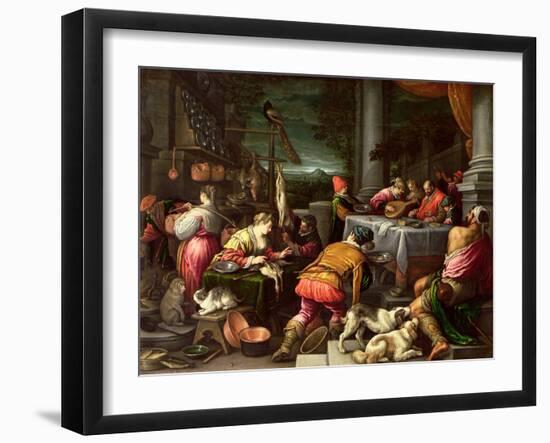 The Rich Man and Lazarus, 1590-95-Leandro Da Ponte Bassano-Framed Giclee Print