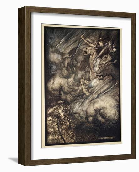 The ride of the Valkyries, illustration from 'The Rhinegold and the Valkyrie', 1910-Arthur Rackham-Framed Giclee Print