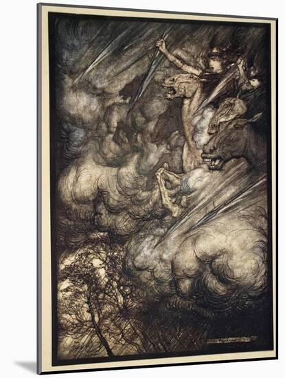 The ride of the Valkyries, illustration from 'The Rhinegold and the Valkyrie', 1910-Arthur Rackham-Mounted Giclee Print