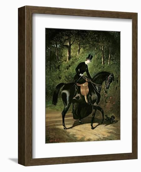 The Rider, Kipler, on Her Black Mare-Alfred De Dreux-Framed Giclee Print