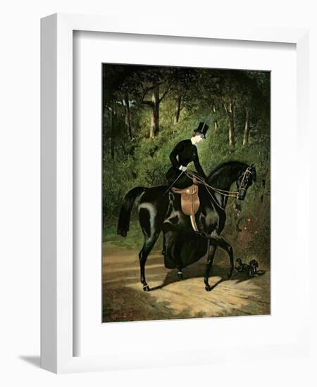 The Rider, Kipler, on Her Black Mare-Alfred De Dreux-Framed Giclee Print