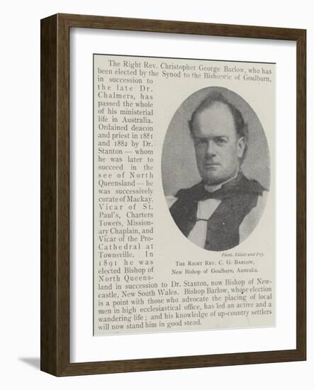 The Right Reverend C G Barlow, New Bishop of Goulburn, Australia-null-Framed Giclee Print