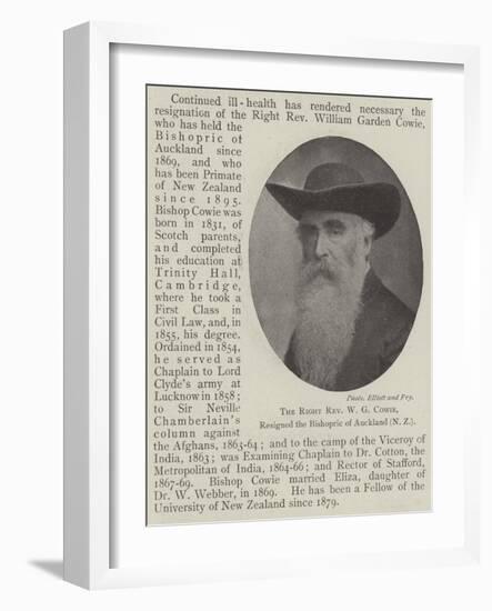 The Right Reverend W G Cowie, Resigned the Bishopric of Auckland (New Zealand)-null-Framed Giclee Print