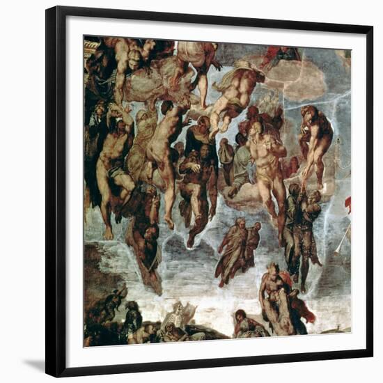 The Righteous Drawn up to Heaven, Detail from "The Last Judgement"-Michelangelo Buonarroti-Framed Giclee Print