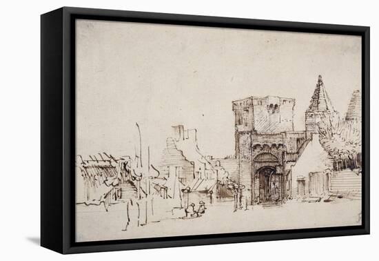 The Rijnpoort at Rhenen in Gelderland, C.1649-Rembrandt van Rijn-Framed Stretched Canvas