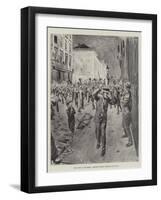 The Riots in Brussels, Mounted Police Charging the Mob-null-Framed Giclee Print