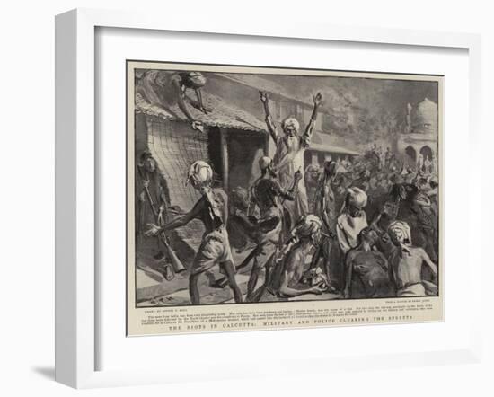 The Riots in Calcutta, Military and Police Clearing the Streets-Sydney Prior Hall-Framed Giclee Print