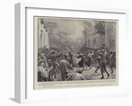 The Riots in Sicily, a Body of Rioters in the Streets of Castelvetrano-null-Framed Giclee Print