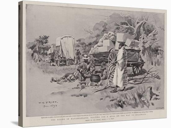 The Rising in Matabeleland, Halting for a Meal on the Way to Buluwayo-Charles Edwin Fripp-Stretched Canvas