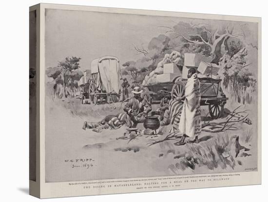 The Rising in Matabeleland, Halting for a Meal on the Way to Buluwayo-Charles Edwin Fripp-Stretched Canvas