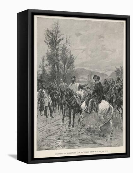 The Risorgimento the Meeting of Garibaldi with Vittorio Emanuele II King of Sardinia-Manastropa-Framed Stretched Canvas