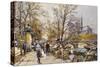 The Rive Gauche, Paris with Notre Dame beyond-Eugene Galien-Laloue-Stretched Canvas