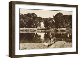 The River at the Isleworth Ferry Looking Towards the Green Glades of Kew Gardens-English Photographer-Framed Giclee Print