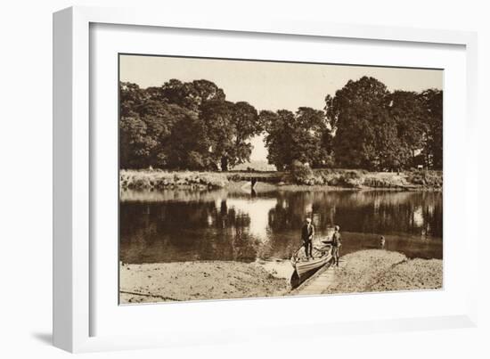 The River at the Isleworth Ferry Looking Towards the Green Glades of Kew Gardens-English Photographer-Framed Giclee Print